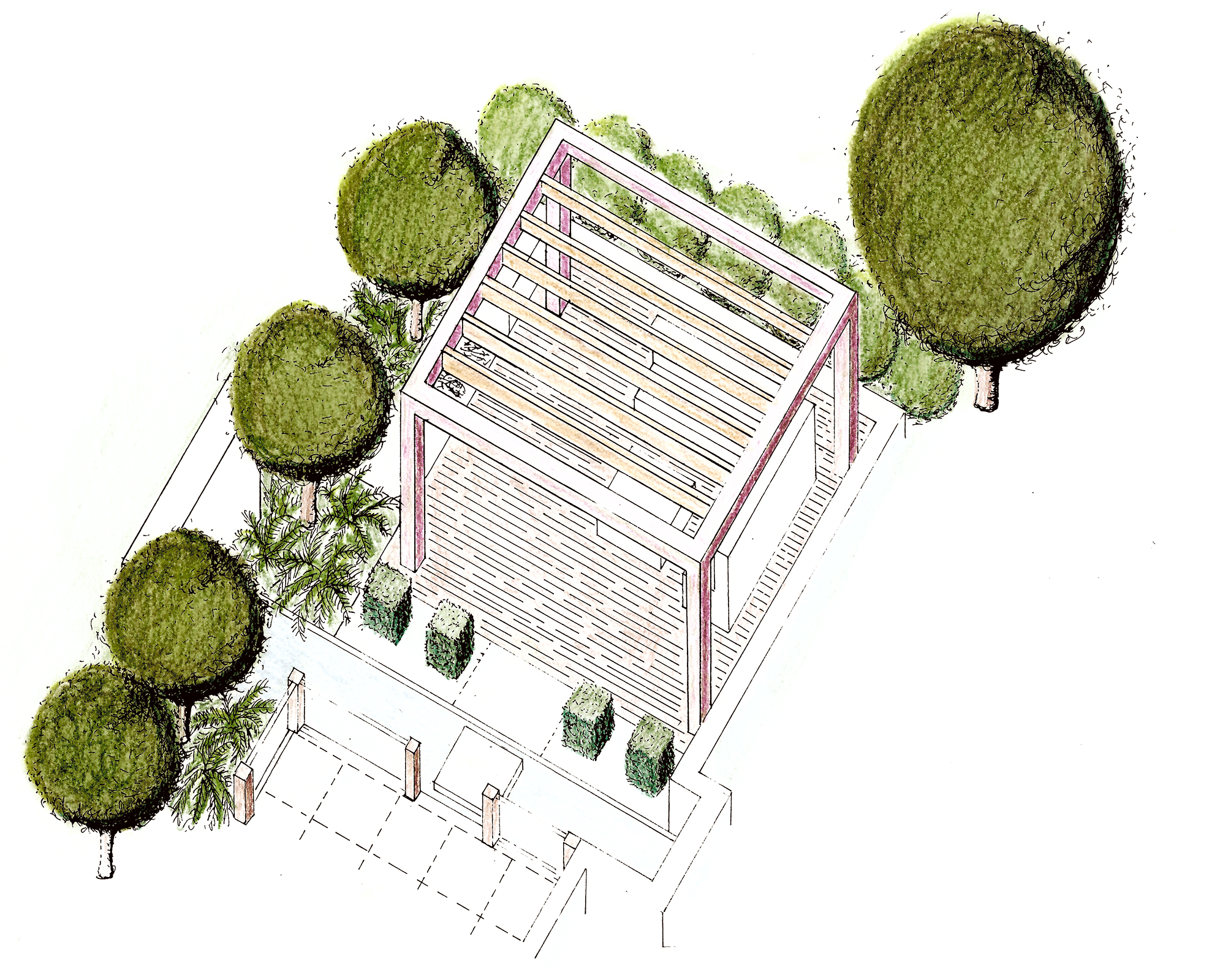 Contemporary style garden design in North London - 3D Elavation